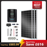 600W 12V/24V Monocrystalline Solar Premium Kit w/Rover 60A Charger Controller