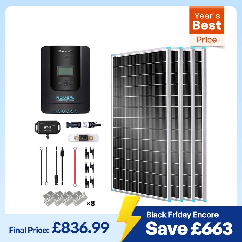 800W 12V/24V Monocrystalline Solar Premium Kit w/Rover 60A Charger Controller